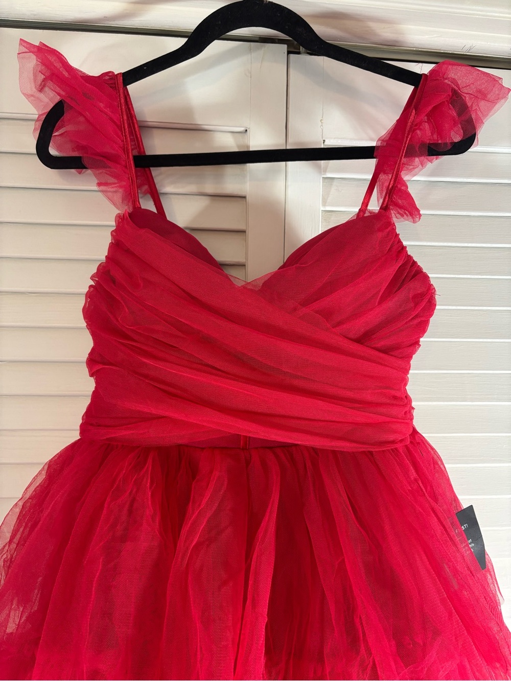 Lulus Women’s Fabulous Poise Tulle Tiered Red Maxi Dress Medium Formal New - Picture 4 of 14